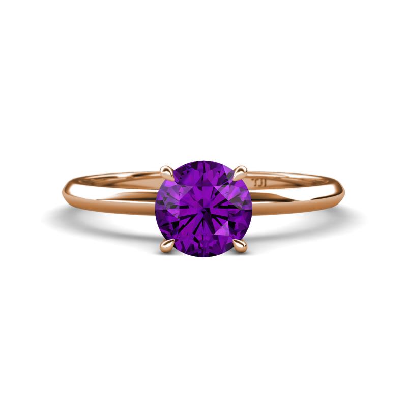 Elodie 6.50 mm Round Amethyst Solitaire Engagement Ring 