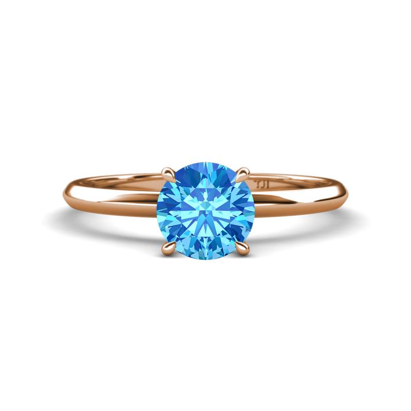 Elodie 6.50 mm Round Blue Topaz Solitaire Engagement Ring 