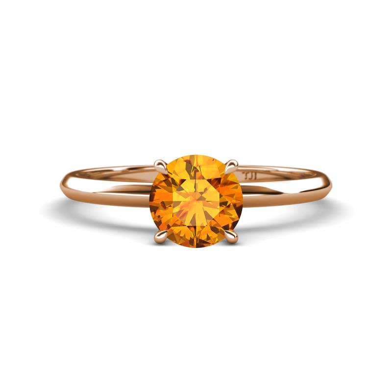 Elodie 6.50 mm Round Citrine Solitaire Engagement Ring 