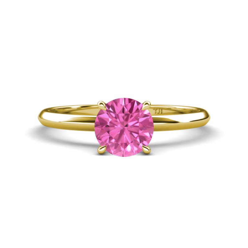 Elodie 6.00 mm Round Lab Created Pink Sapphire Solitaire Engagement Ring 