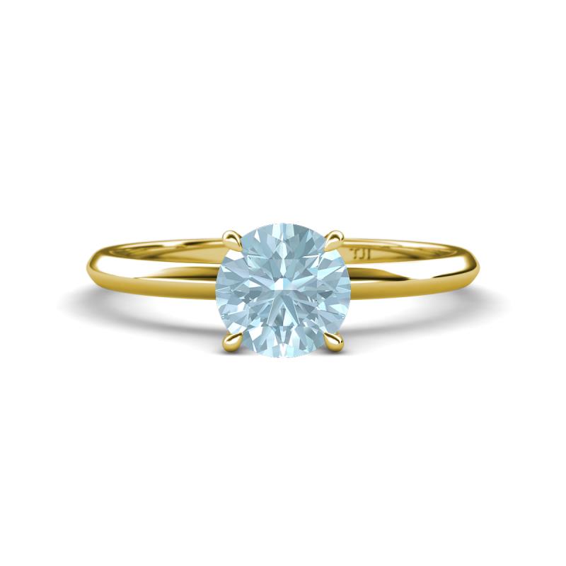 Elodie 6.50 mm Round Aquamarine Solitaire Engagement Ring 