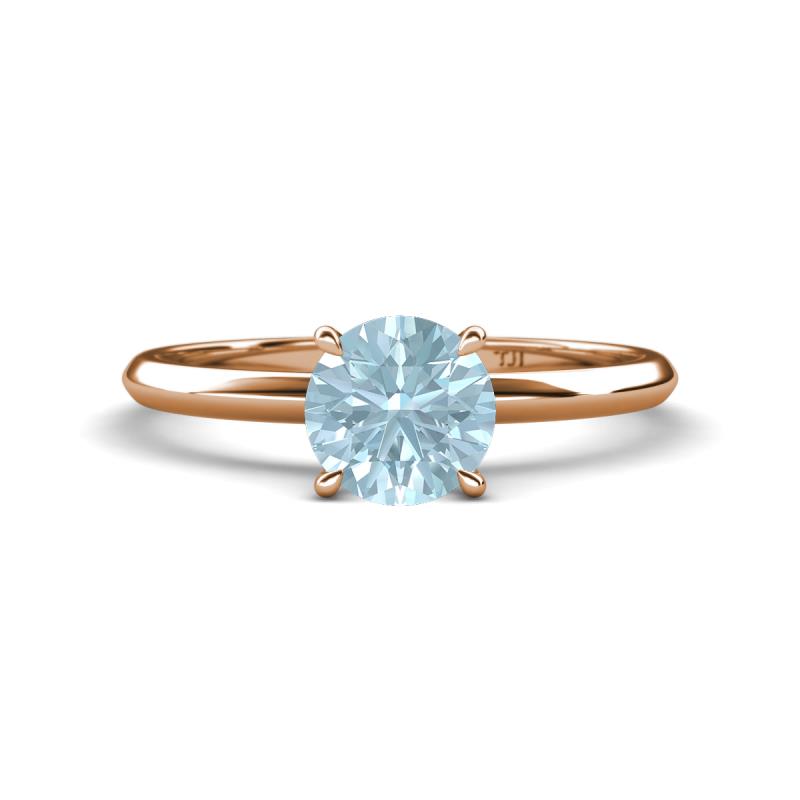 Elodie 6.50 mm Round Aquamarine Solitaire Engagement Ring 