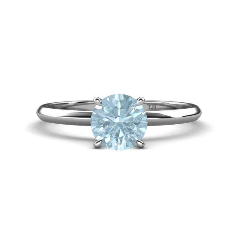 Elodie 6.50 mm Round Aquamarine Solitaire Engagement Ring 