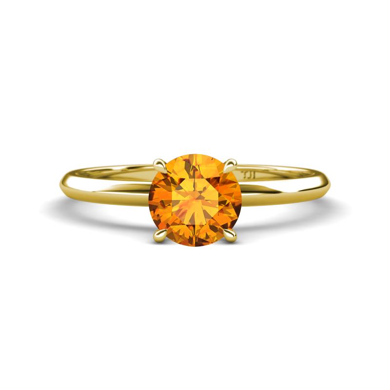 Elodie 6.50 mm Round Citrine Solitaire Engagement Ring 