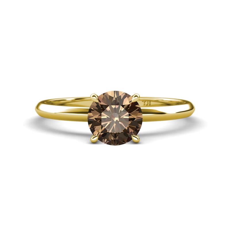 Elodie 6.50 mm Round Smoky Quartz Solitaire Engagement Ring 