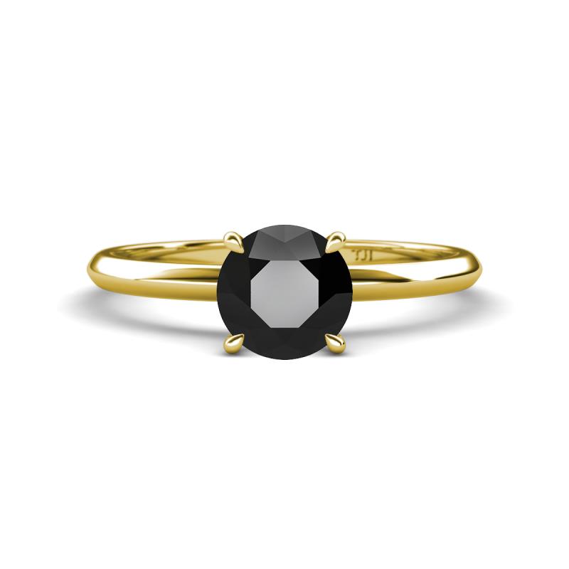 Elodie 6.50 mm Round Black Diamond Solitaire Engagement Ring 