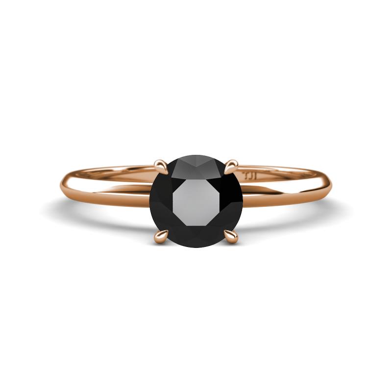 Elodie 6.50 mm Round Black Diamond Solitaire Engagement Ring 