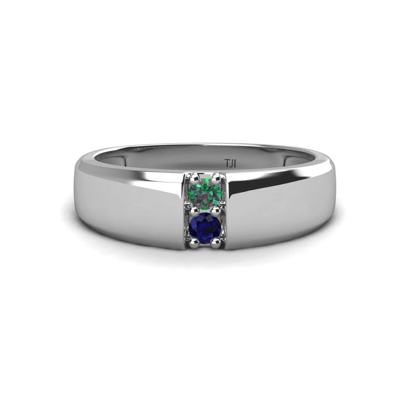 Ethan 3.00 mm Round Lab Created Alexandrite and Blue Sapphire 2 Stone Men Wedding Ring 