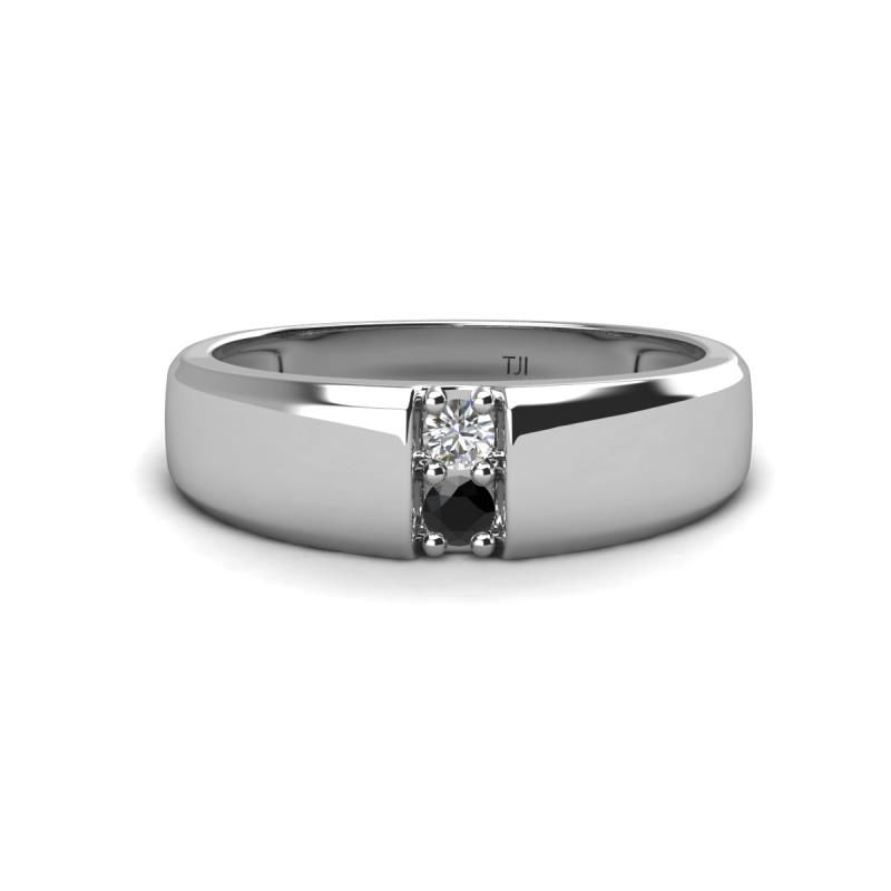 Ethan 3.00 mm Round Lab Grown Diamond and Black Diamond 2 Stone Men Wedding Ring 