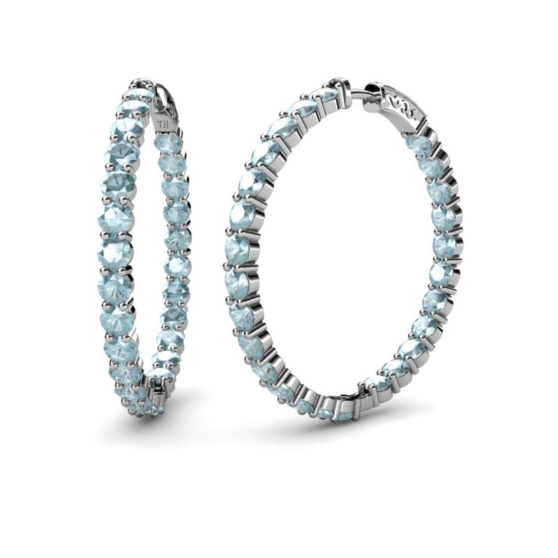 Carisa 3.50 mm Aquamarine Hoop Earrings 