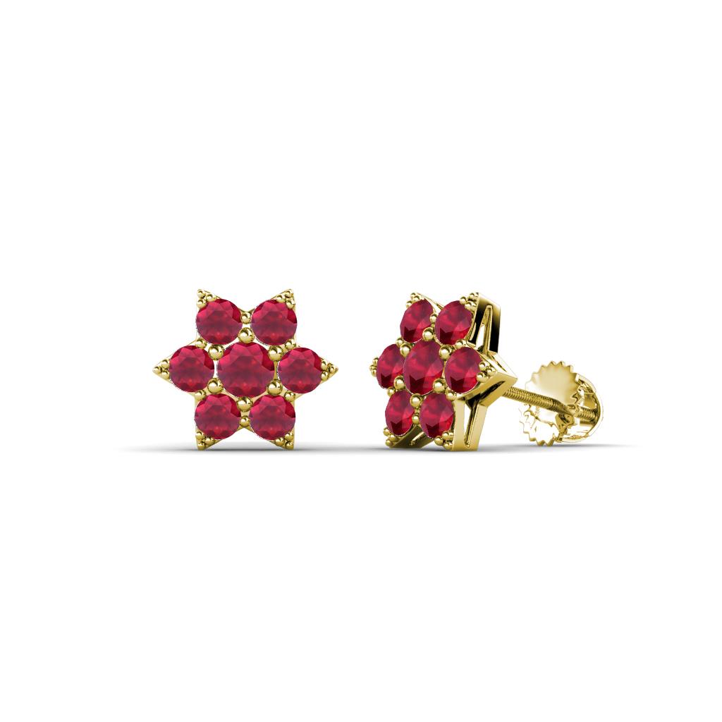 Amora Ruby Flower Earrings 