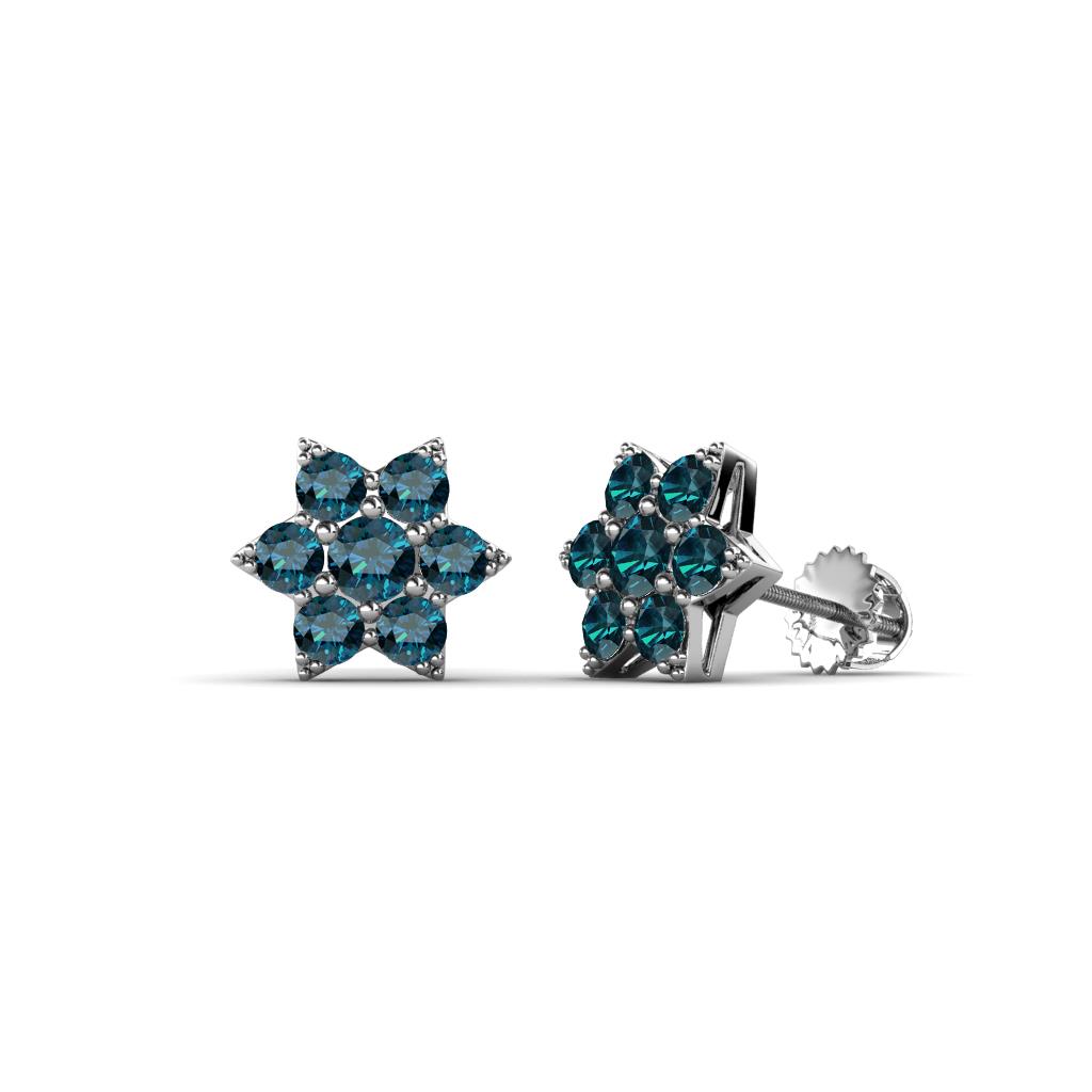 Amora Blue Diamond Flower Earrings 