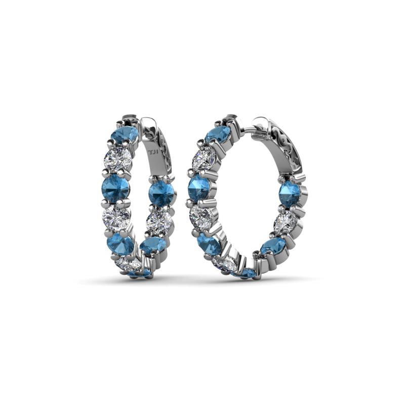 Carisa 3.80 mm Blue Topaz and Diamond Hoop Earrings 