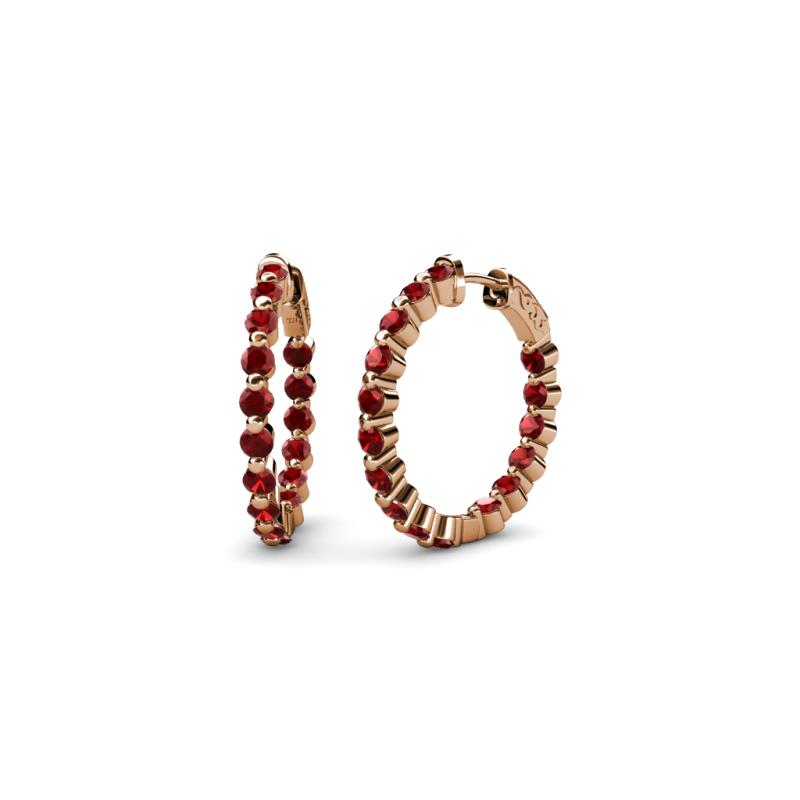 Estella Red Garnet Hoop Earrings 