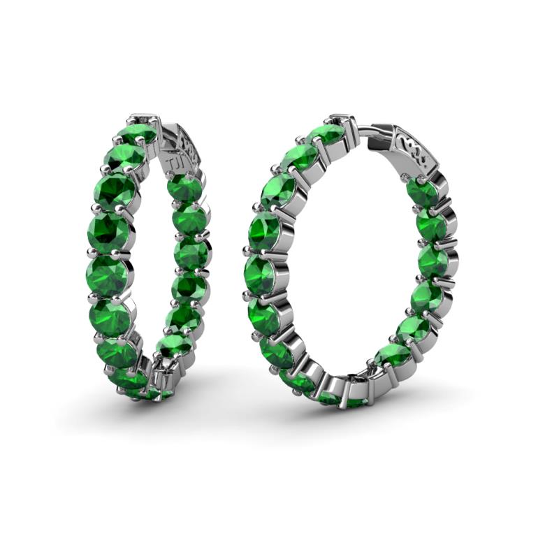 Carisa 10.56 ctw (4.50 mm) Inside Outside Round Lab Created Emerald Eternity Hoop Earrings 