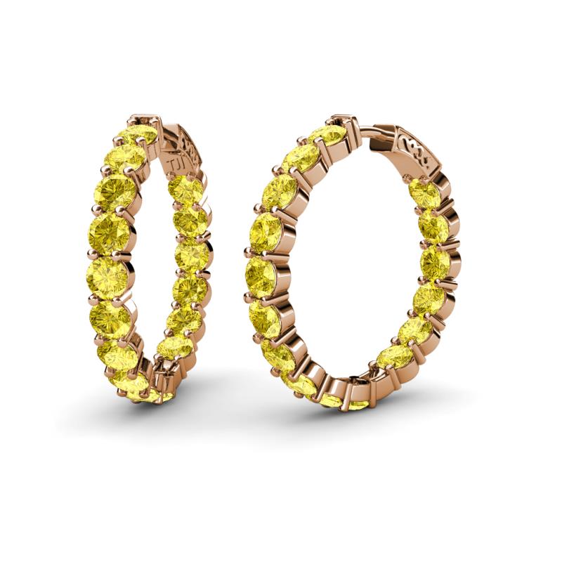 Carisa 11.84 ctw (4.50 mm) Inside Outside Round Lab Created Yellow Sapphire Eternity Hoop Earrings 