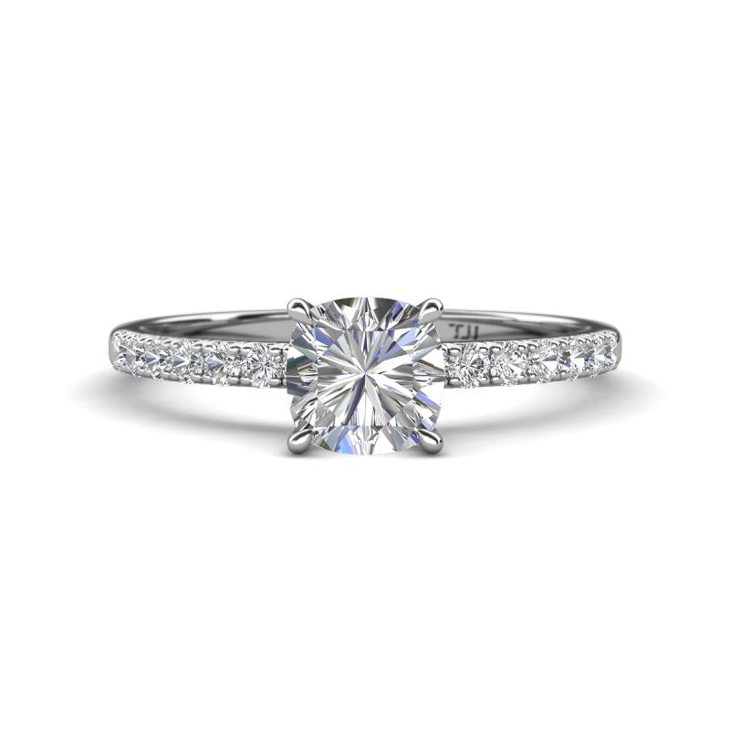 Aurin IGI Certified 6.00 mm Cushion Shape Lab Grown Diamond and Diamond Engagement Ring 