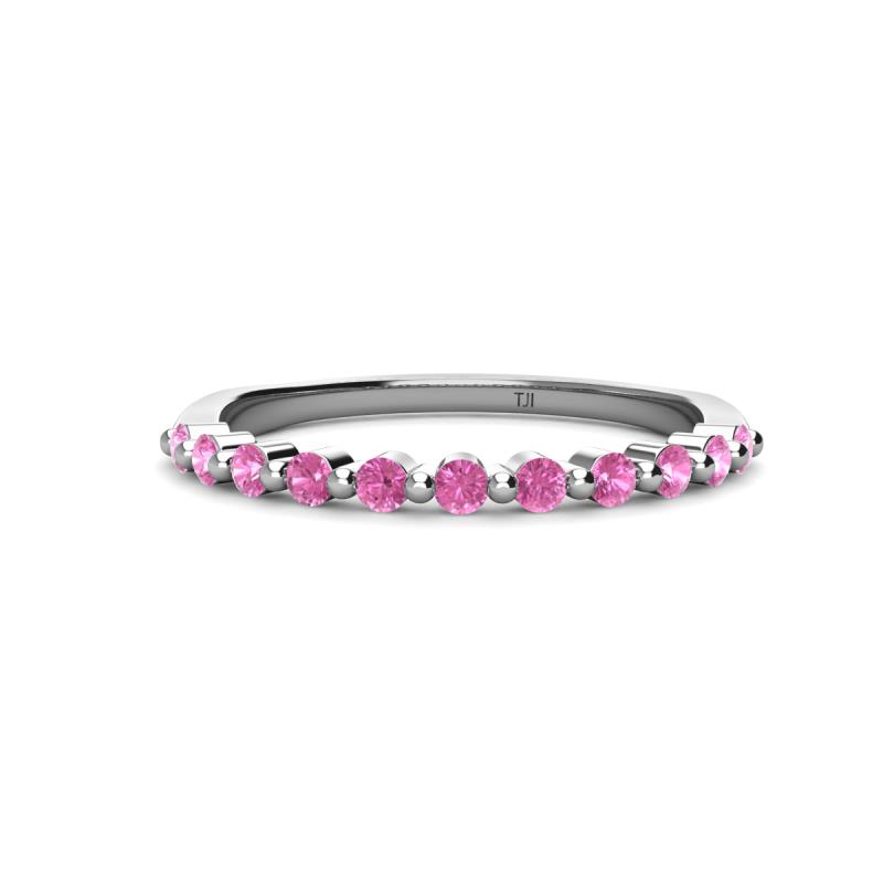 Venice 2.00 mm Round Pink Sapphire 11 Stone Wedding Band 