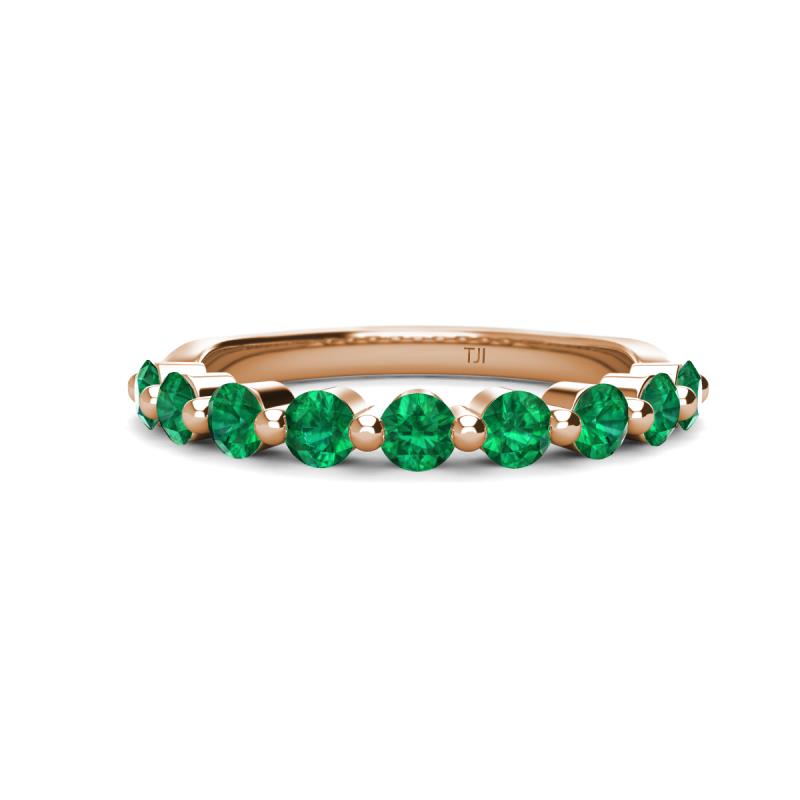 Venice 3.00 mm Round Emerald 9 Stone Wedding Band 