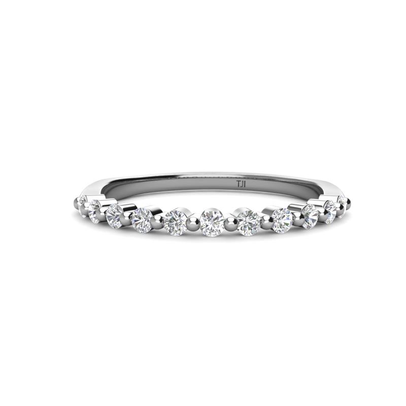 Venice 2.00 mm Round Forever One Moissanite and Diamond 11 Stone Wedding Band 