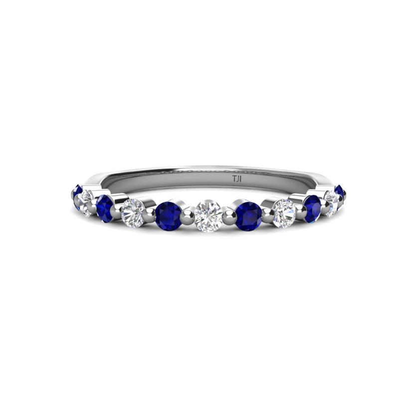 Venice 2.50 mm Round Blue Sapphire and Lab Grown Diamond 11 Stone Wedding Band 