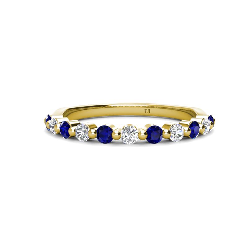 Venice 2.50 mm Round Blue Sapphire and Lab Grown Diamond 11 Stone Wedding Band 