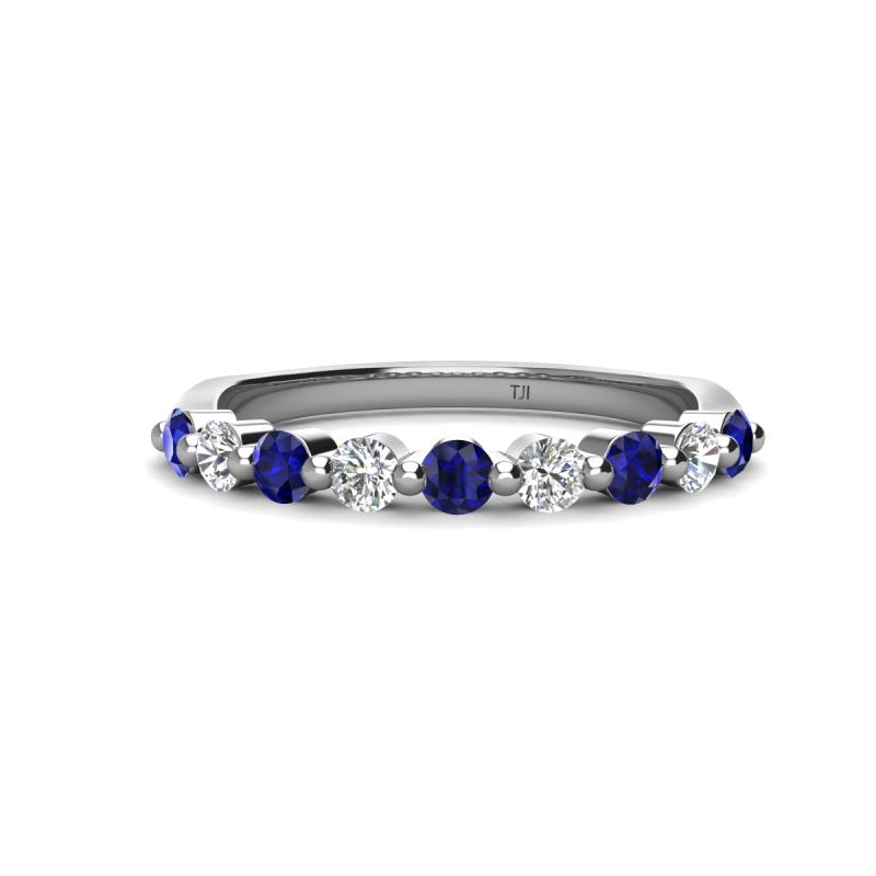 Venice 2.70 mm Round Blue Sapphire and Lab Grown Diamond 9 Stone Wedding Band 