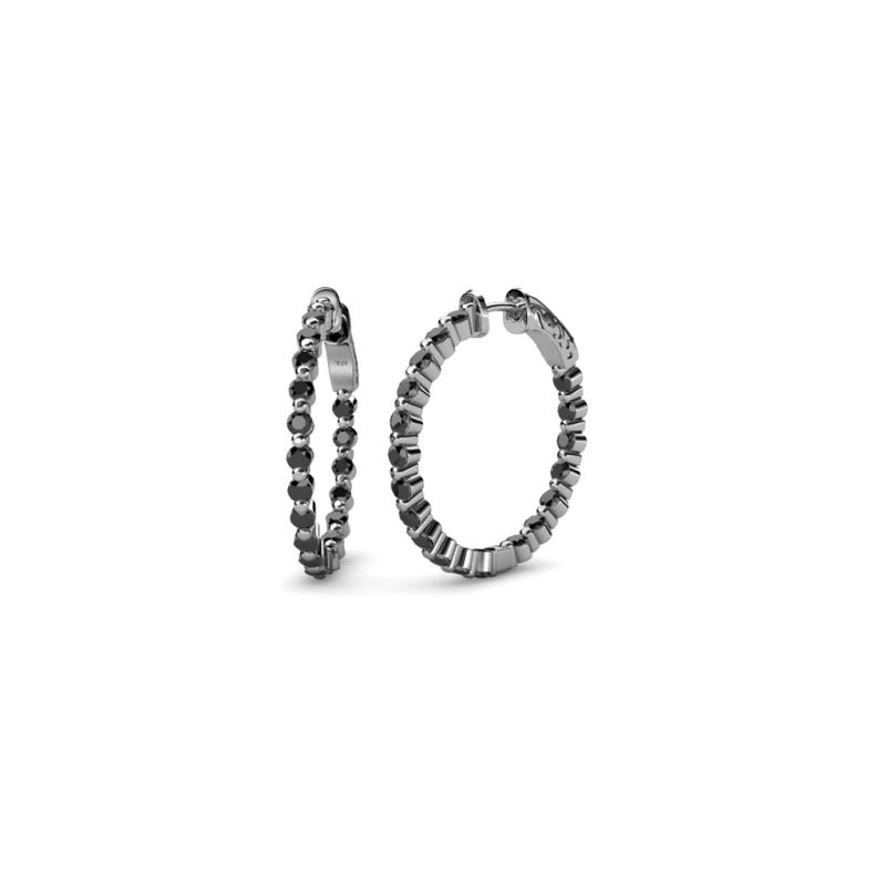 Estella Black Diamond Hoop Earrings 