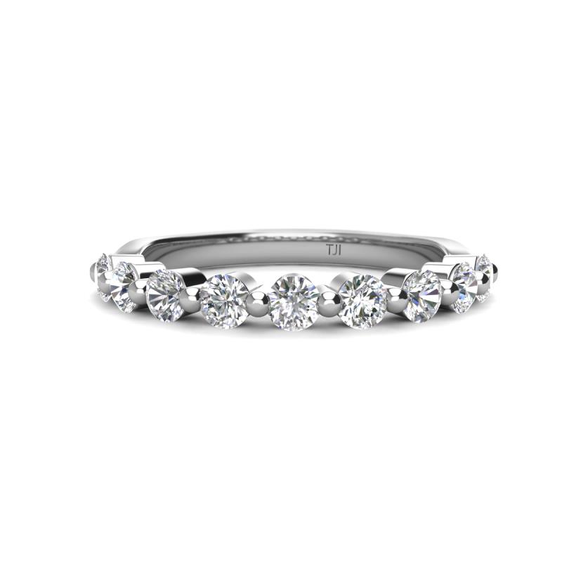 Venice 3.00 mm Round Forever Brilliant Moissanite and Lab Grown Diamond 9 Stone Wedding Band 