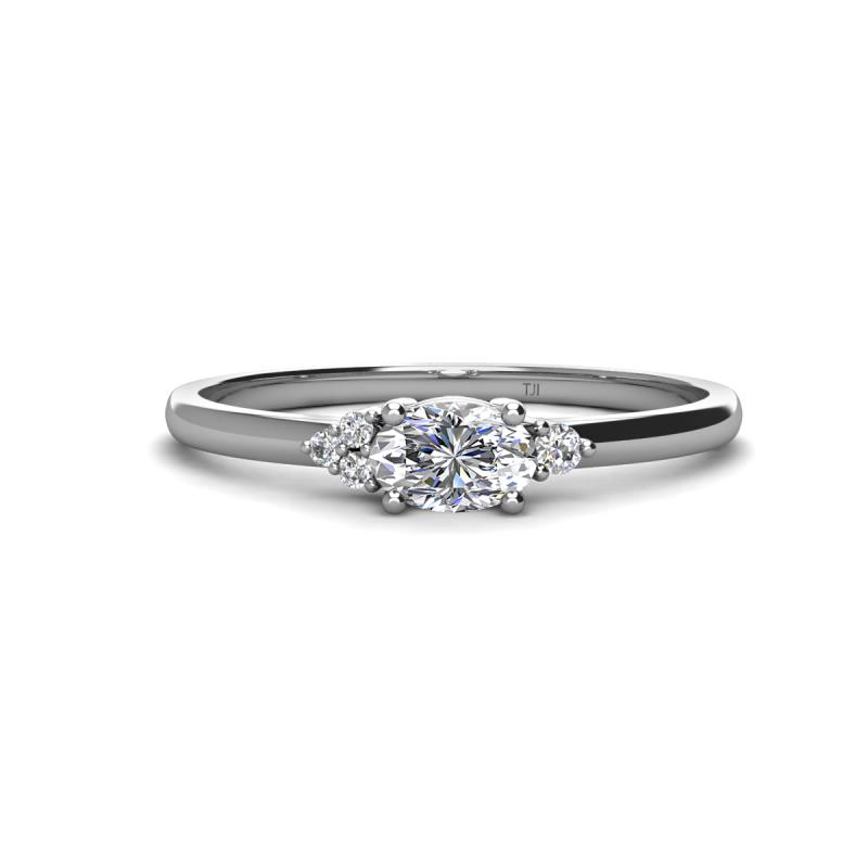 Vera 6x4 mm Oval and Round Shape Diamond Promise Ring 