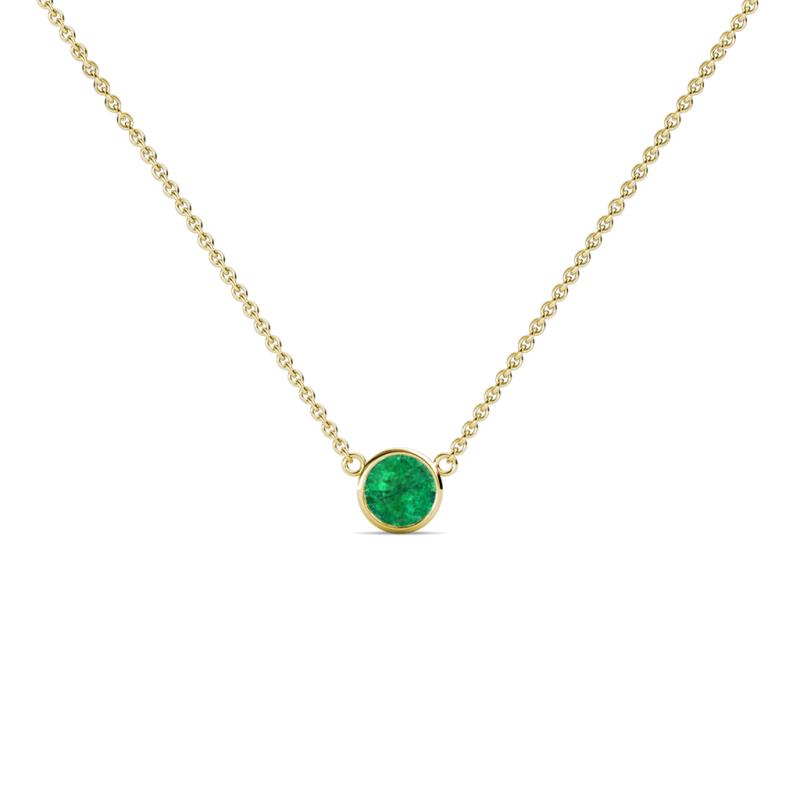 Merilyn 3.50 mm Round Emerald Bezel Set Solitaire Pendant 