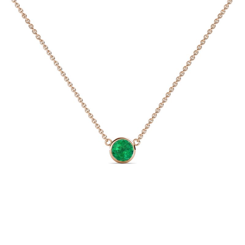 Merilyn 3.50 mm Round Emerald Bezel Set Solitaire Pendant 