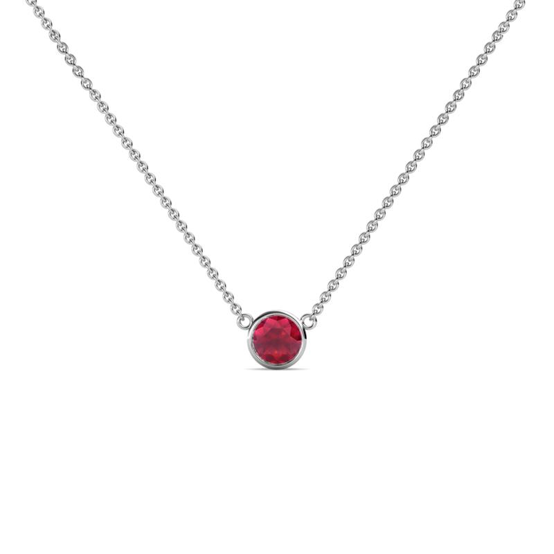 Merilyn 3.50 mm Round Ruby Bezel Set Solitaire Pendant 