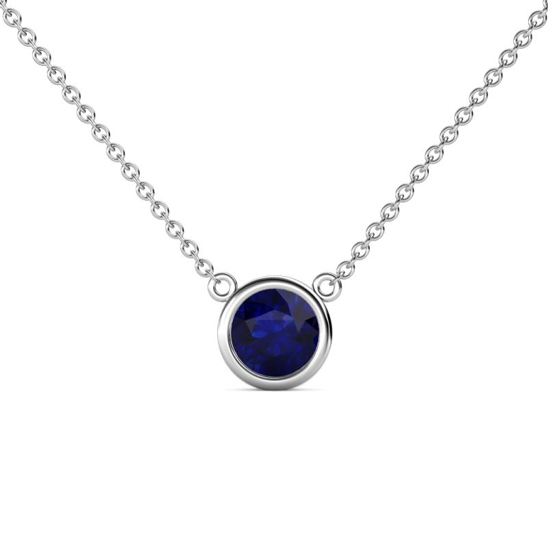Merilyn 6.00 mm Round Blue Sapphire Bezel Set Solitaire Pendant 