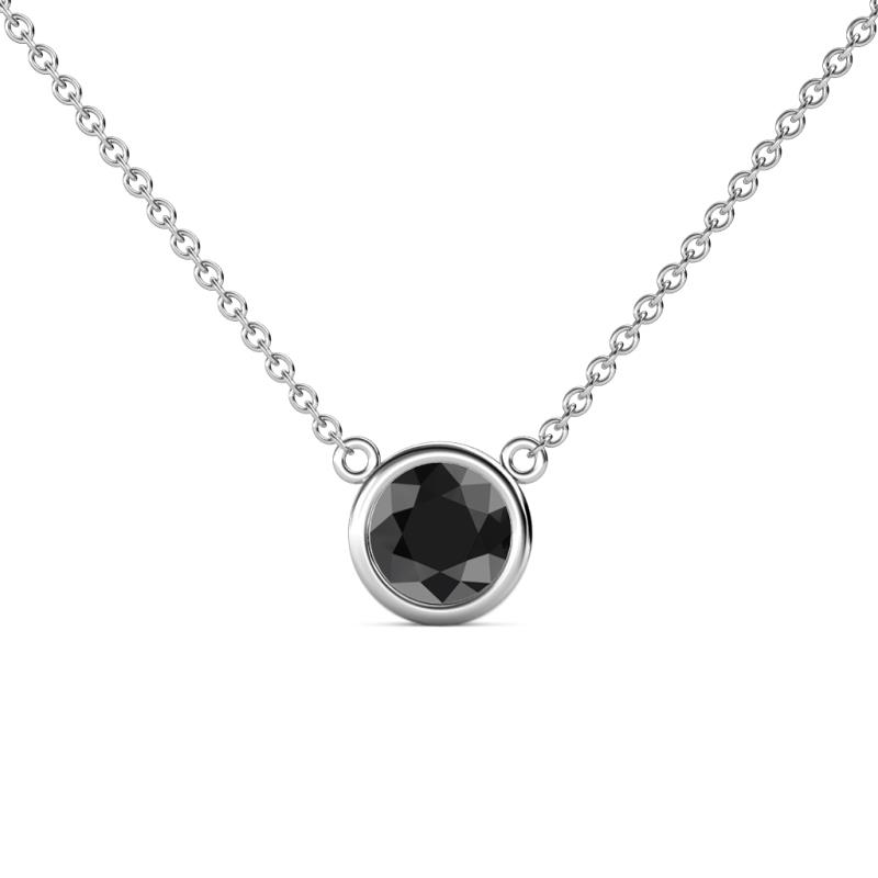 Merilyn 6.00 mm Round Black Diamond Bezel Set Solitaire Pendant 