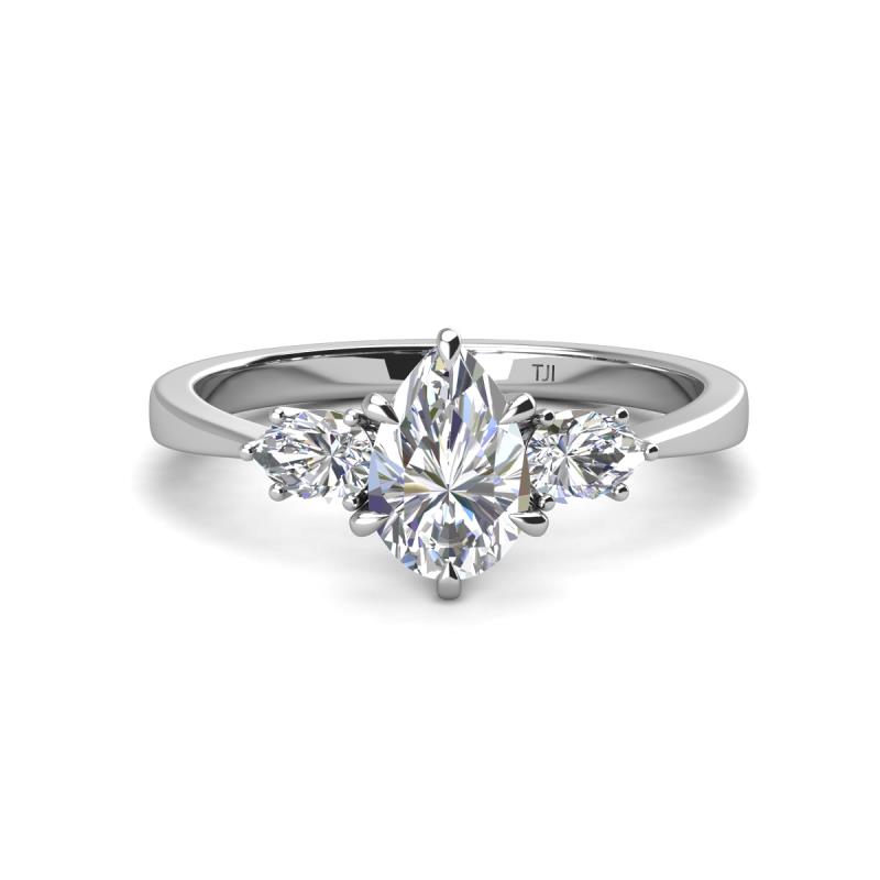 Naomi 2.10 ctw IGI Certified Lab Grown Diamond Pear Shape (9x7 mm) accented Natural Diamond Three Stone Women Engagement Ring 