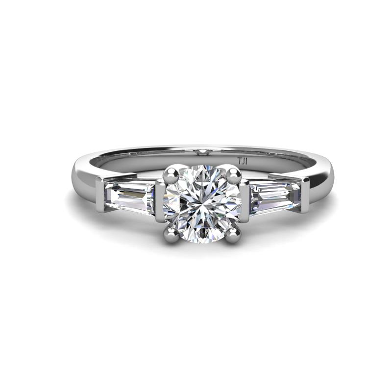 Channel Set Graduated Baguette Diamond Engagement Ring Princess / 18K Yellow Gold / Natural