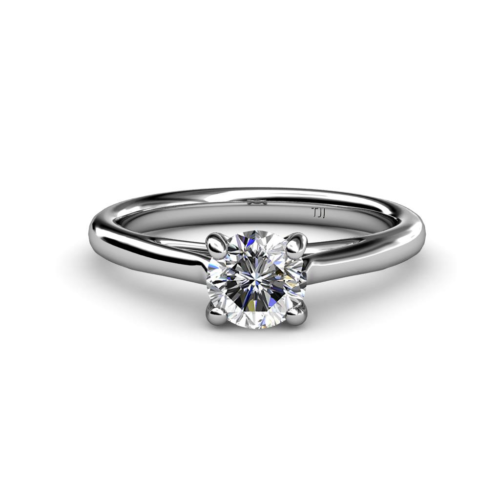Nitsa 6.50 mm Round Forever One Moissanite Solitaire Engagement Ring 