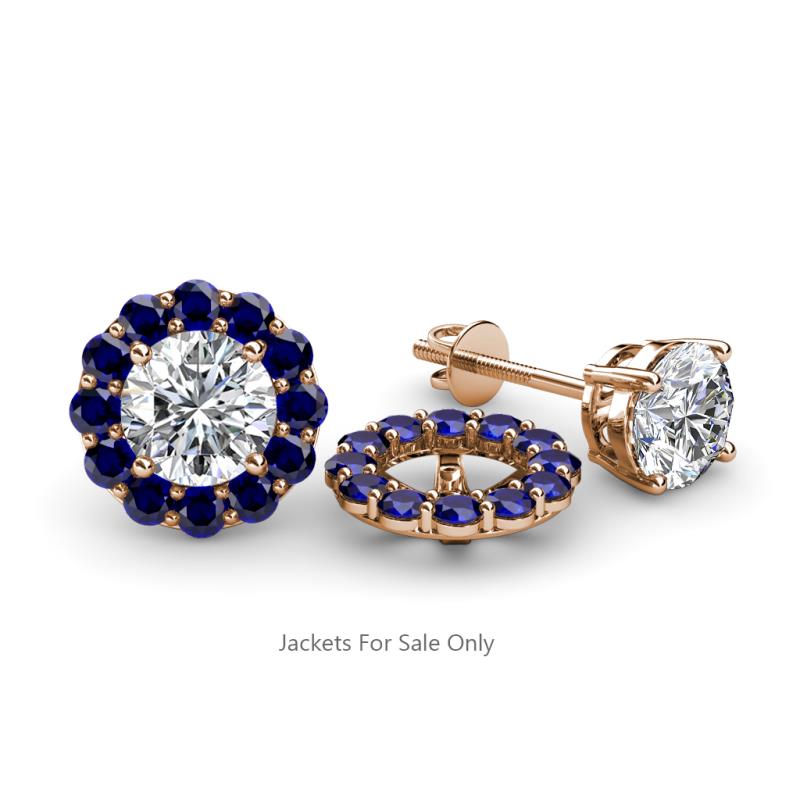 Serena 0.69 ctw (2.00 mm) Round Blue Sapphire Jackets Earrings 