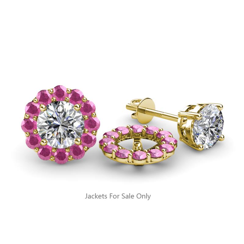Serena 0.69 ctw (2.00 mm) Round Pink Sapphire Jackets Earrings 