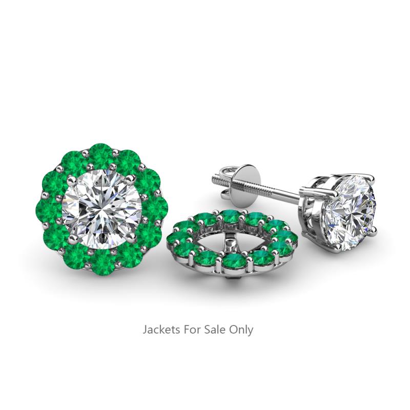Serena 0.55 ctw (2.00 mm) Round Emerald Jackets Earrings 
