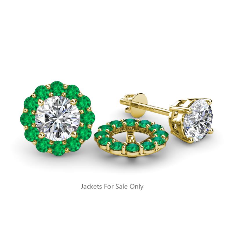Serena 0.55 ctw (2.00 mm) Round Emerald Jackets Earrings 