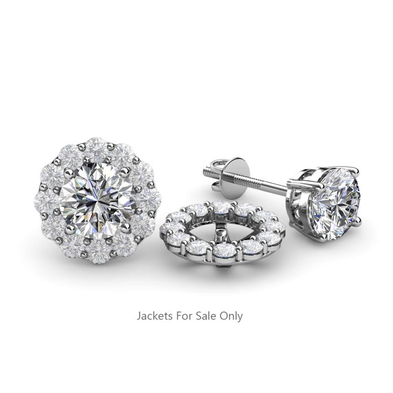 Serena 0.69 ctw (2.00 mm) Round White Sapphire Jackets Earrings 