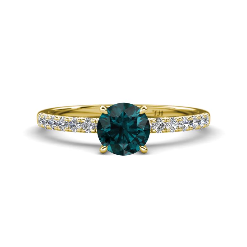 Aurin 6.50 mm Round London Blue Topaz and Diamond Engagement Ring 
