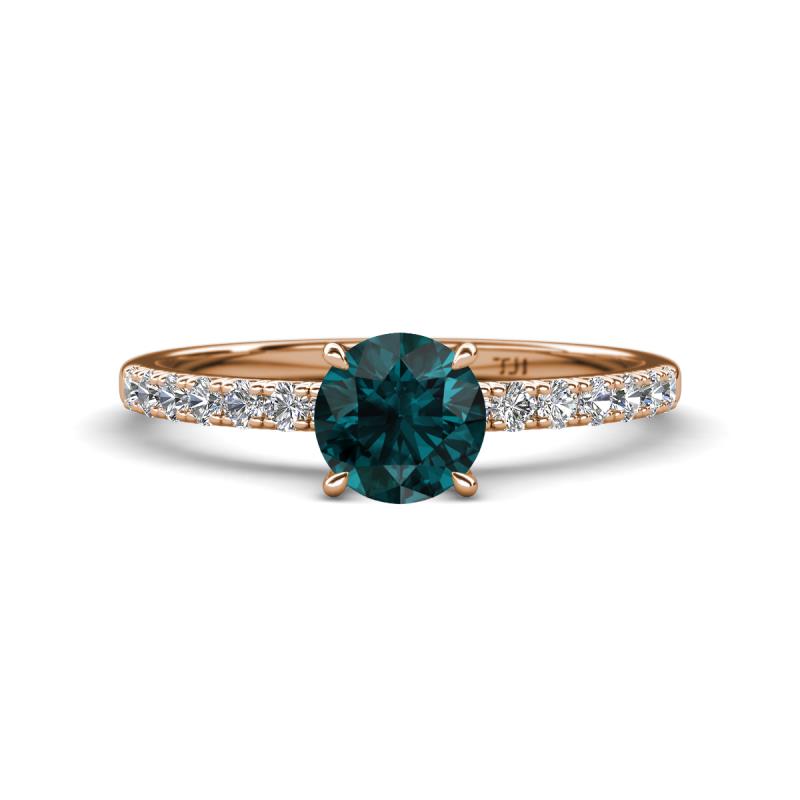 Aurin 6.50 mm Round London Blue Topaz and Diamond Engagement Ring 