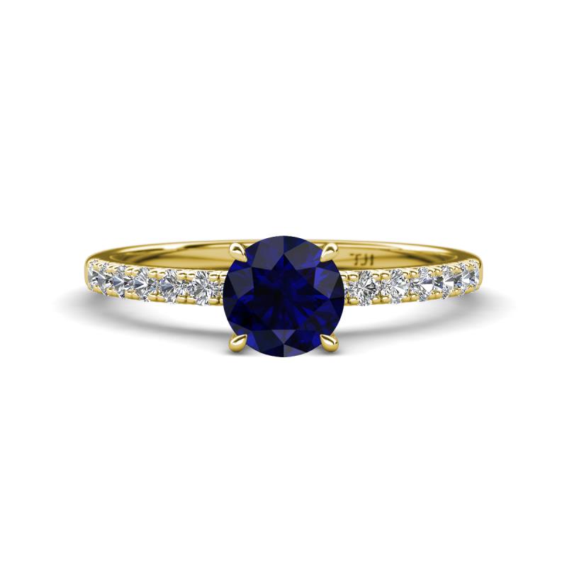 Aurin 6.00 mm Round Blue Sapphire and Diamond Engagement Ring 