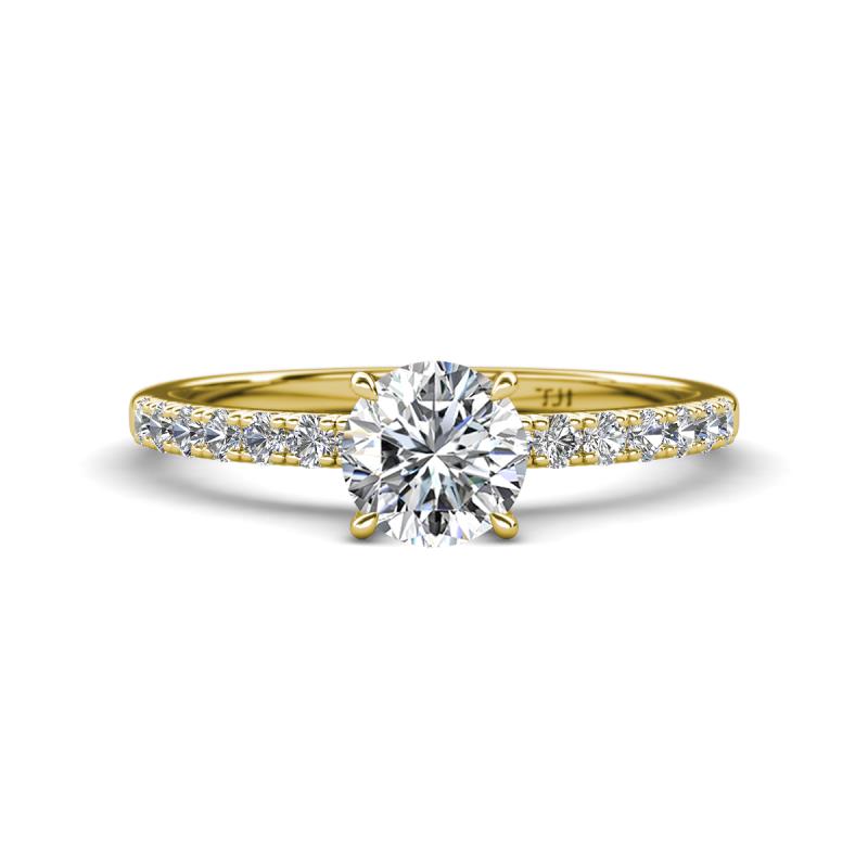 Aurin IGI Certified 6.50 mm Round Lab Grown Diamond and Diamond Engagement Ring 