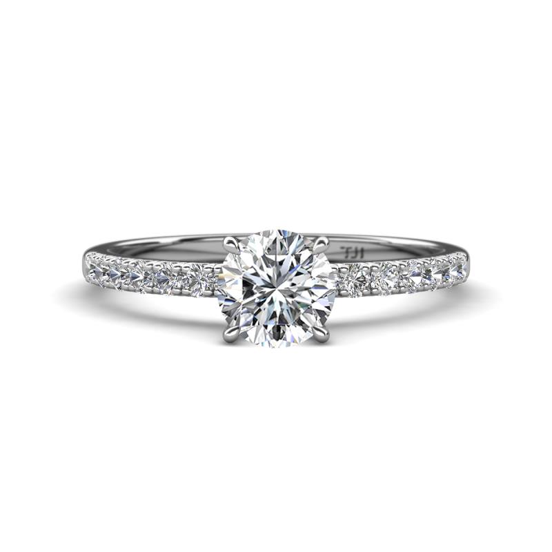 Aurin 6.50 mm Round Forever One Moissanite and Diamond Engagement Ring 