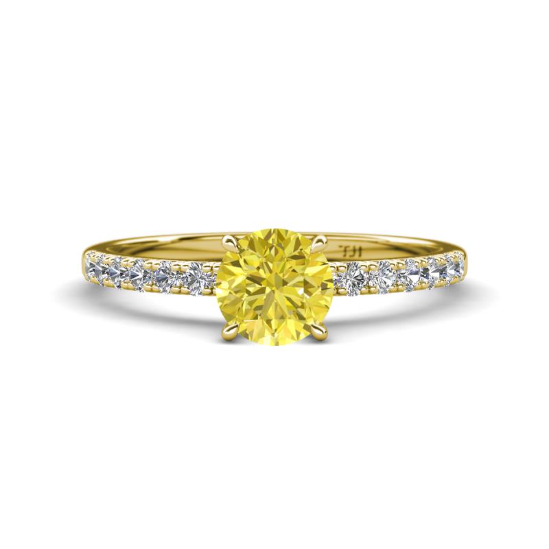 Aurin 6.50 mm Round Yellow Diamond and Diamond Engagement Ring 