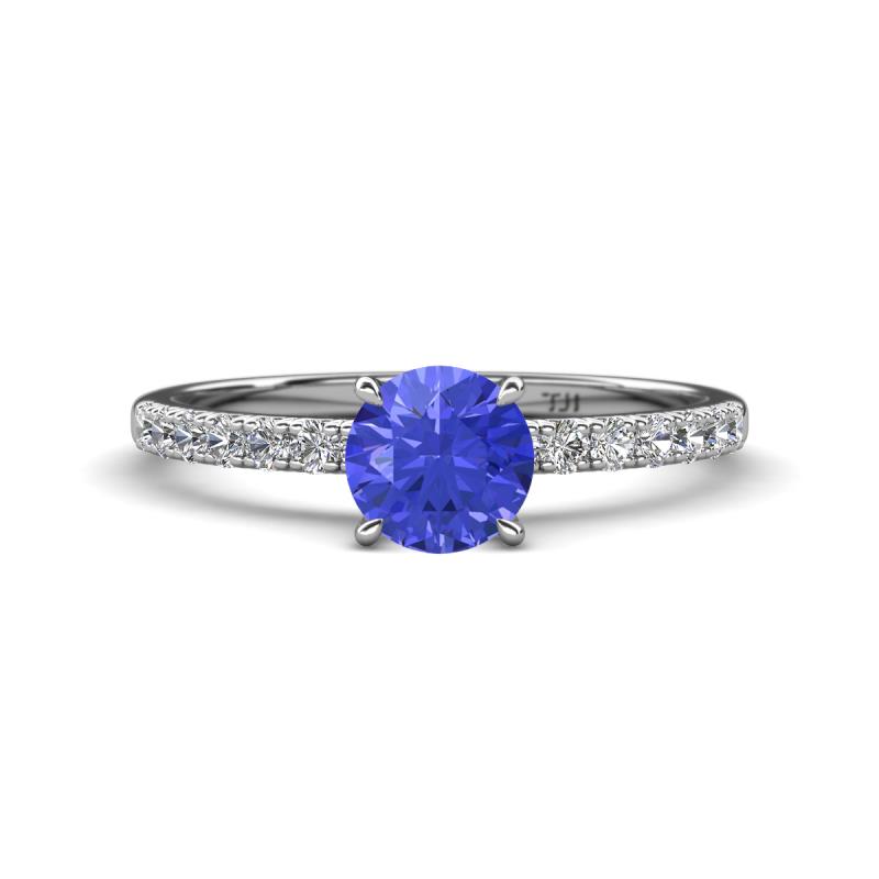 Aurin 6.50 mm Round Tanzanite and Diamond Engagement Ring 